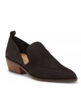 Lucky Brand Black Leather Slip On Mahzan Flat size 6.5 Pointed Toe